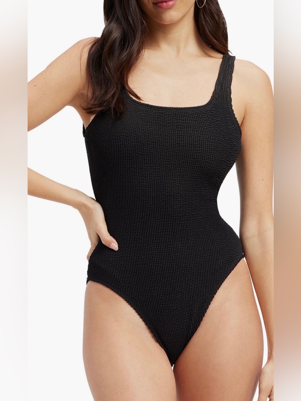 Abercrombie & Fitch Black Textured Knit One-Piece Swimsuit